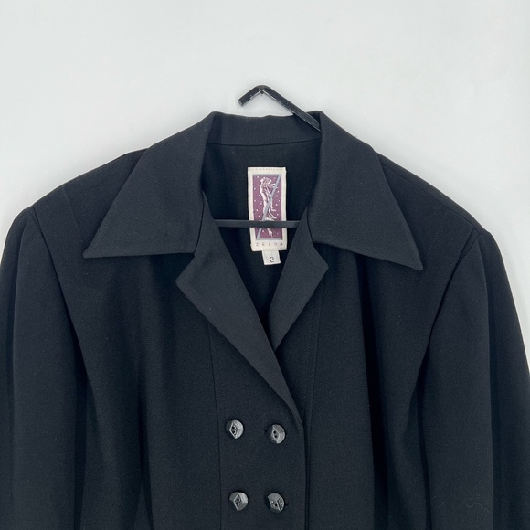 Vintage 1980s Zelda Military Pleated Double Breasted Button Jewel Blazer Jacket - Picture 1 of 12